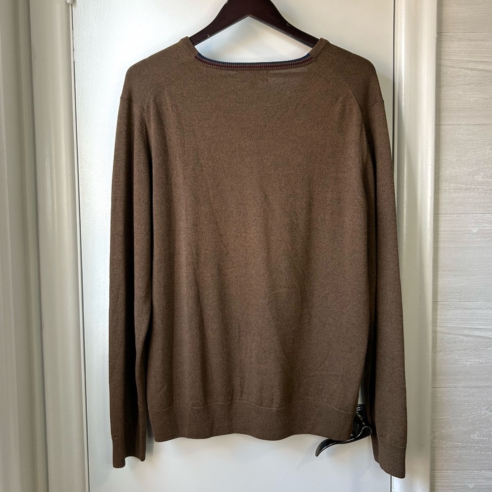 Fred Perry Men's Merino V-Neck Sweater Brown - Picture 4 of 9